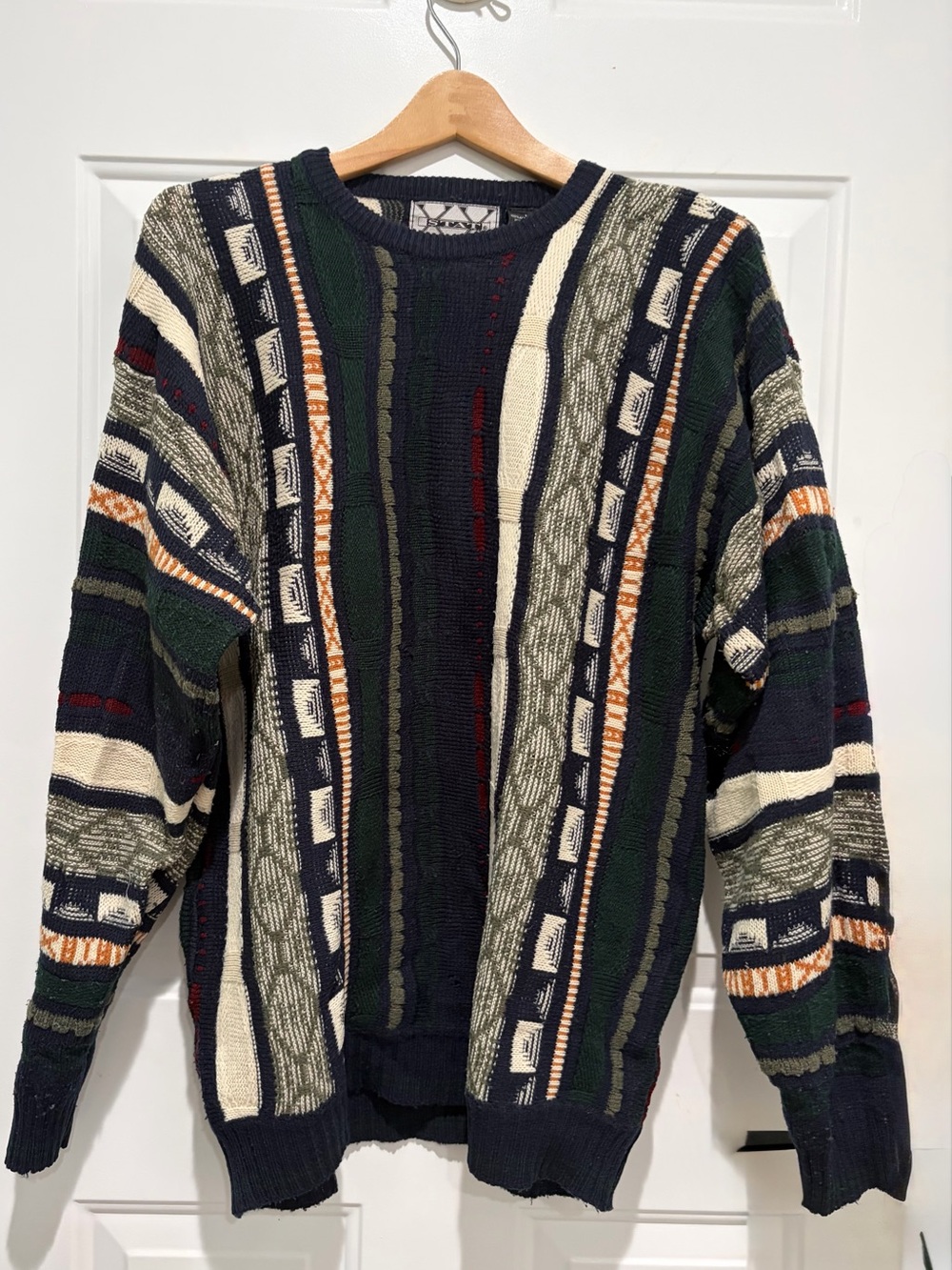 STAT Patterned 3D ‘Coogi-style’ Geometric Grandpa Cosby Style Sweater